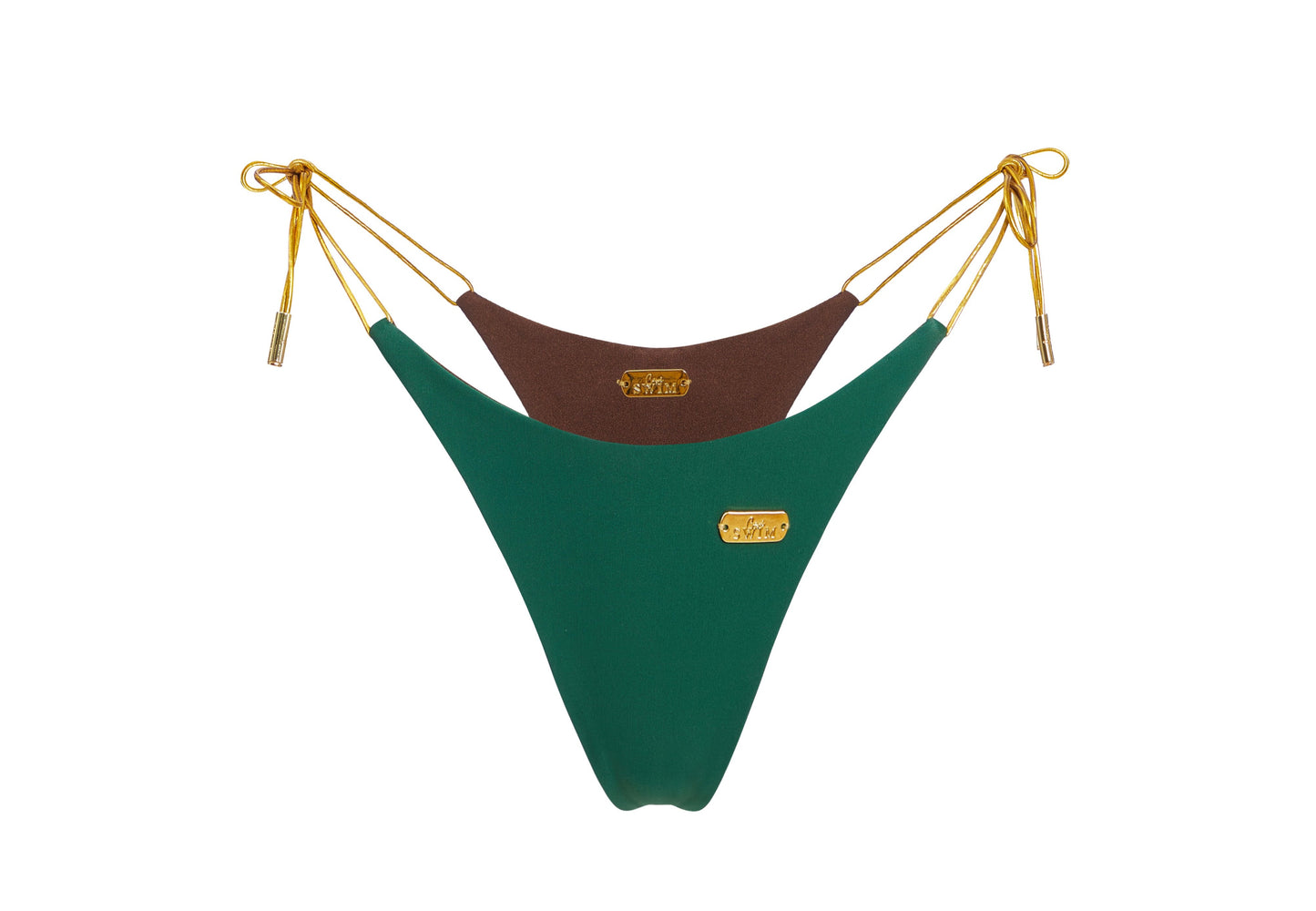 Hunter Green/Chocolate Reversible Thongkini Bottom