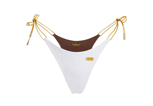 White/Chocolate Reversible Thongkini Bottom