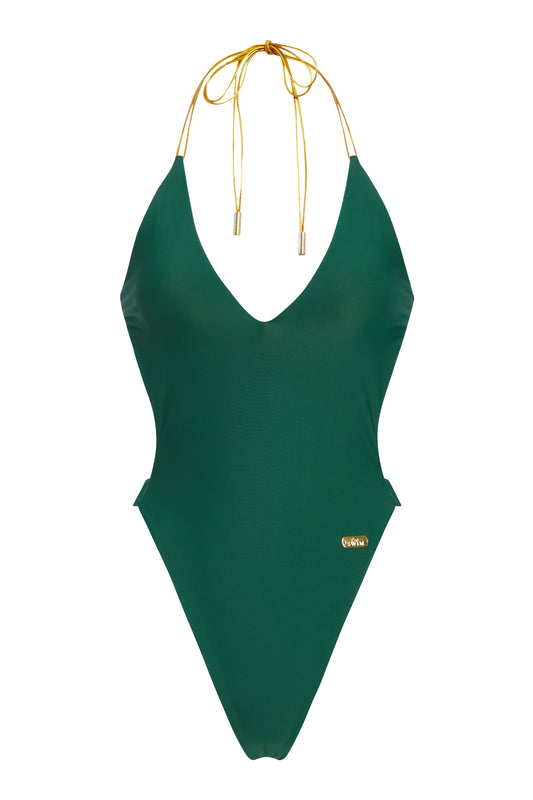 Hunter Green/Chocolate Reversible Monokini